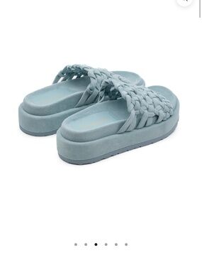 Nadira Suede Sky Paloma Barcelo Braided Platform Slide Sandals